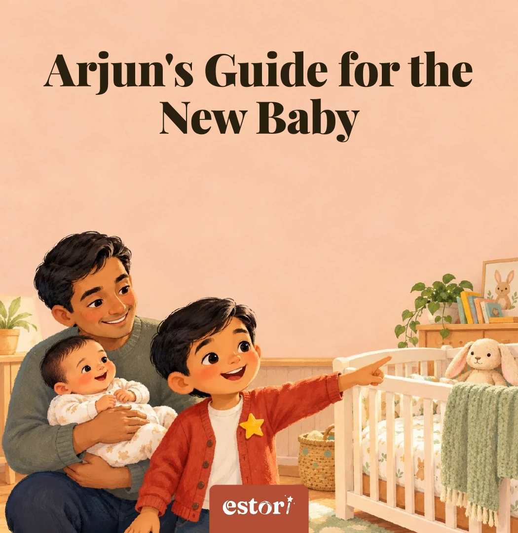 Cover of Arjun's Guide for the New Baby featuring Arjun