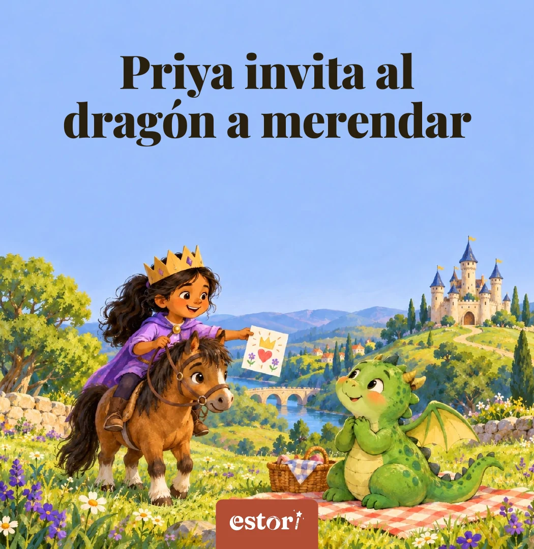 Portada de «Priya invita al dragón a merendar» con Priya