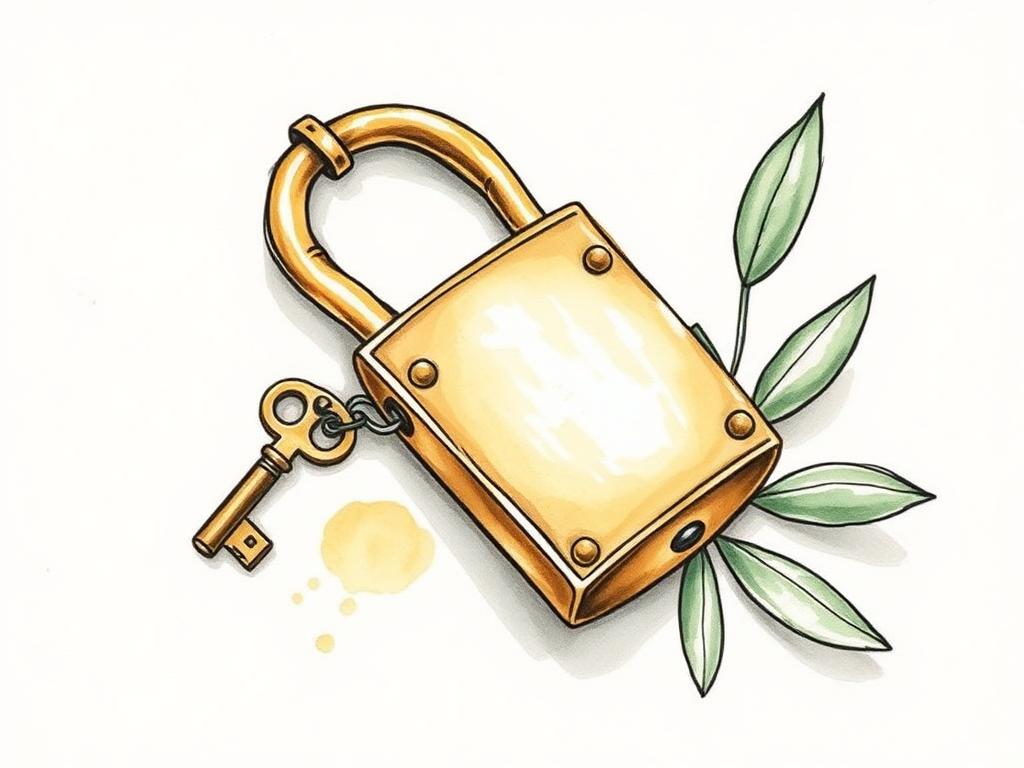 A small brass key resting on warm paper — a symbol of careful safekeeping.